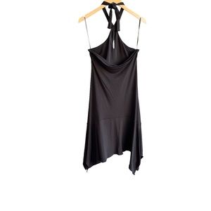 BCBGMAXAZRIA Black Halter Tie Dress Size L